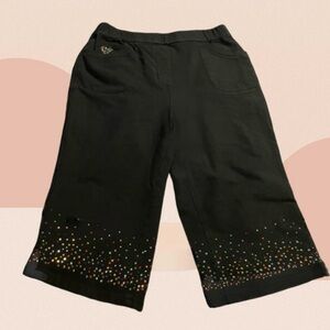 Embellished Cropped Capri Lightweight Dark Wash Denim Cropped Pants All Seasons